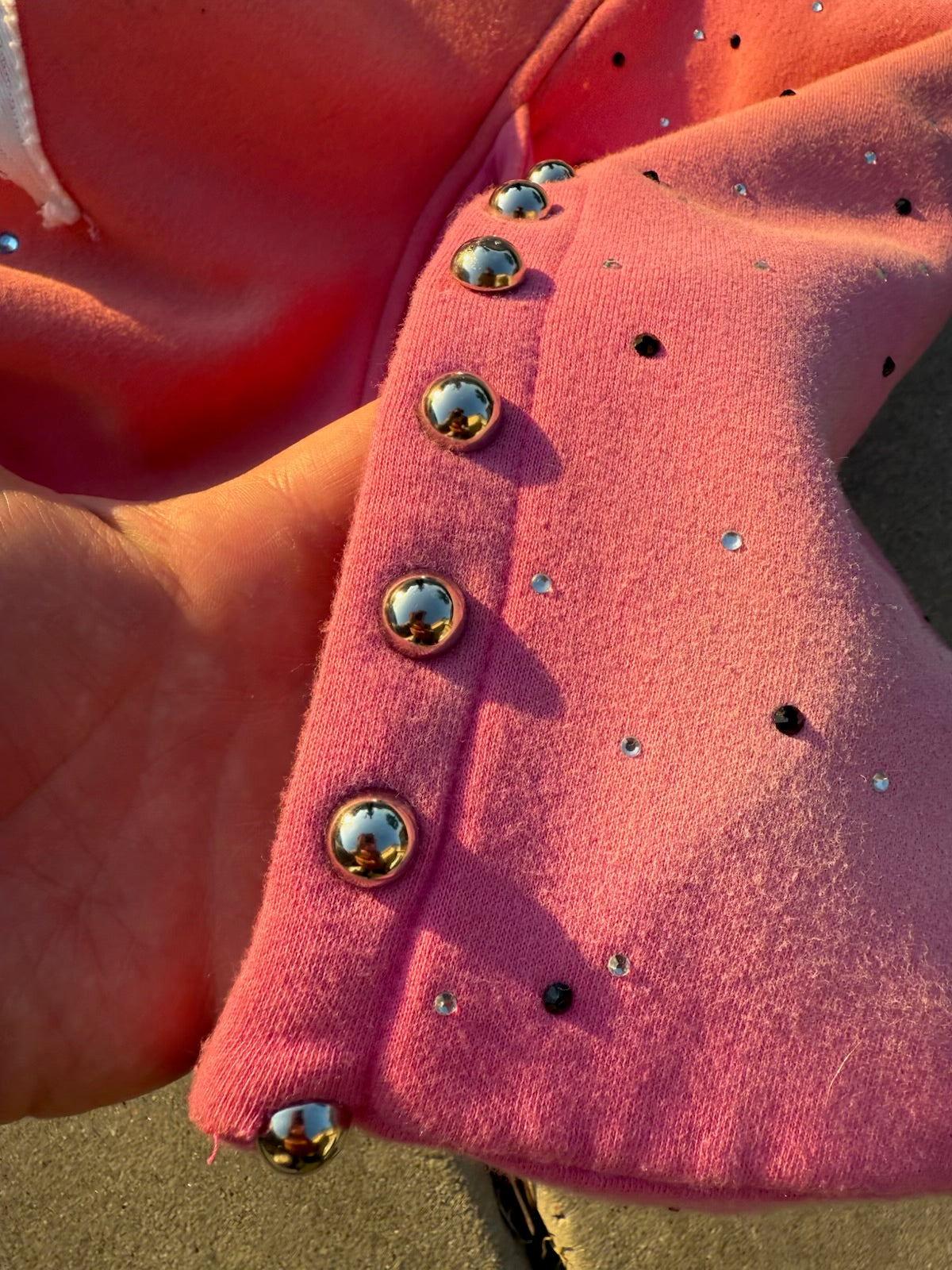 1way- Pink Sun-Faded Heavy Rhinestone Hoodie