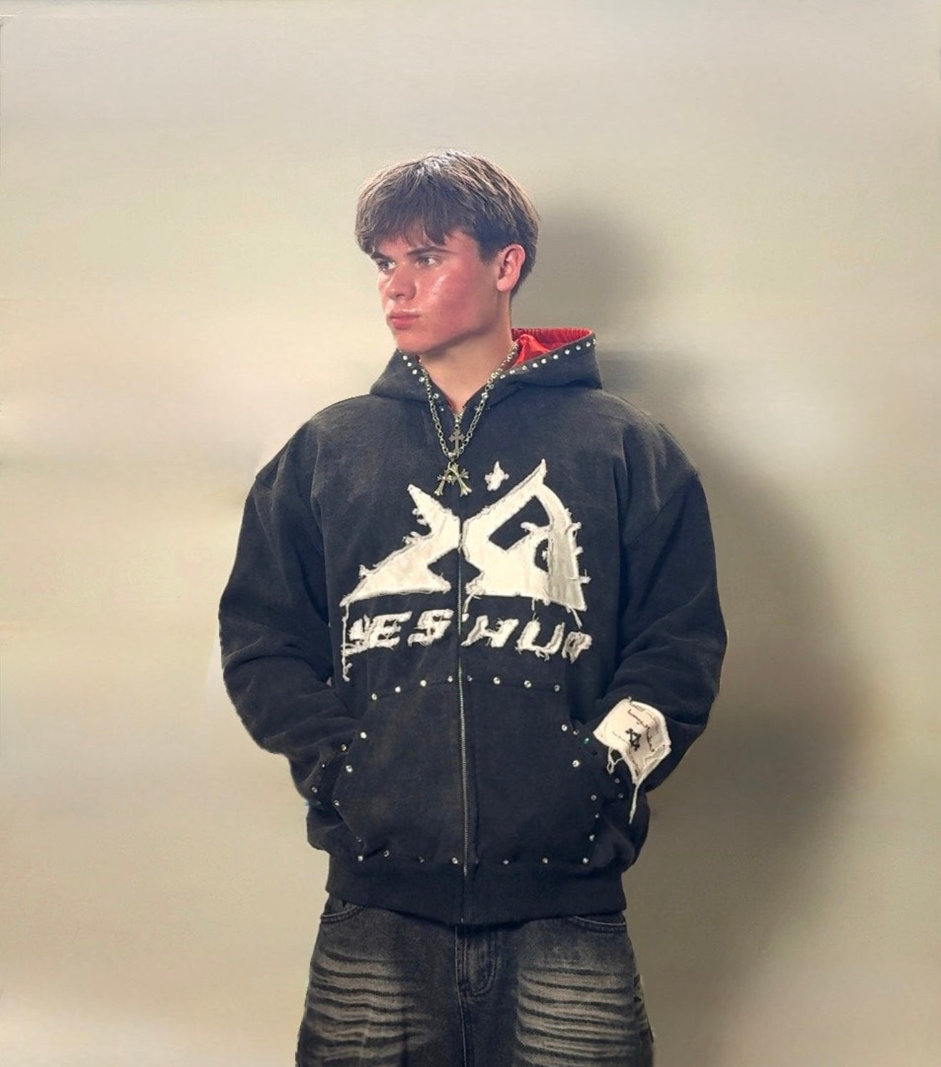 1way— Distressed Satin Lined High Quality Zip-Up Hoodie V2